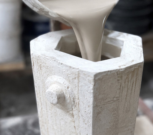 Ceramic poured into a mold